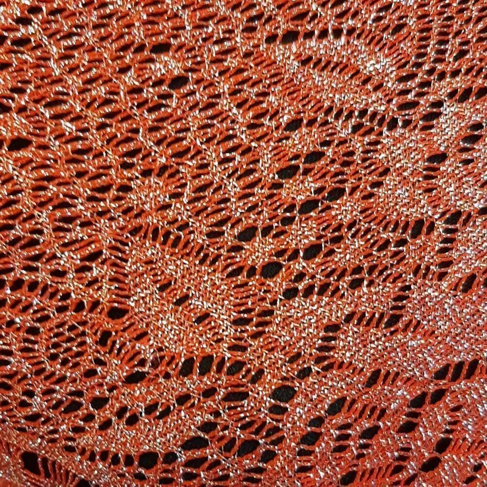 Red Sheer Scarf Blouse with Silver Thread